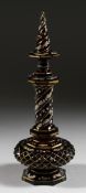A GOOD BOHEMIAN CUT AND GILDED GLASS SCENT BOTTLE AND STOPPER. 11.5ins high.