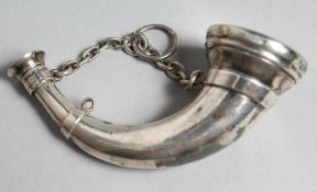 A VICTORIAN SILVER HORN VINAIGRETTE. 3ins long. London 1872.