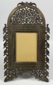 A FINE 19TH CENTURY LARGE ANGLO INDIAN BRASS WIRE INLAID WOODEN FRAME, 47cm x 27cm overall,