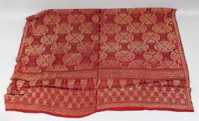 AN INDIAN GILT THREAD TEXTILE, 108cm x 145cm.