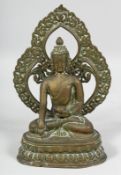 AN 18TH/19TH CENTURY TIBETAN OR NEPALESE BUDDHA, the reverse with traces of gilding, with detachable