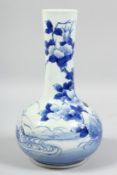 A JAPANESE BLUE AND WHITE PORCELAIN VASE, decorated with flora, the base with nine character mark,