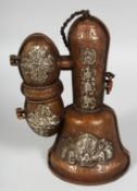 A TIBETAN COPPER ALLOY CASED VAJRA AND BELL SET.