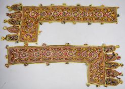 TWO SUZANI EMBROIDERED TEXTILE TENT PANELS, embroidered with floral decoration (2).