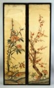 A PAIR OF CHINESE QING DYNASTY FRAMED KESI PANELS depicting flowering trees, framed and glazed (