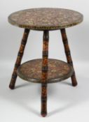 A FINE 19TH CENTURY ANGLO INDIAN KASHMIRI LACQUERED WOOD TABLE, decorated with multiple flower