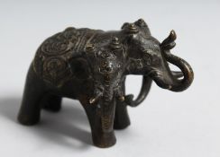 A THAI BRONZE THREE-HEADED ELEPHANT FIGURE; AIRAVATA, 10.5cm long.