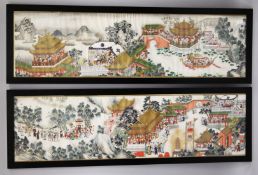 A VERY FINE LARGE PAIR OF CHINESE QIANLONG PERIOD PAINTINGS ON RICE PAPER, signed, depicting