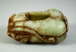 A CHINESE CARVED JADE BRUSH WASH, 85cm long.