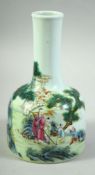 A CHINESE FAMILLE VERTE PORCELAIN BOTTLE VASE, painted with a figure and children in an outdoor