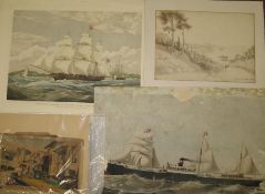 DECORATIVE PRINTS (5) & A MONOCHROME / WASH SCENE 