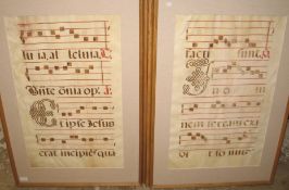 [MUSIC] a pair of very large ms. Antiphonal sheets on vellum, 28 x 18 cms, f. & g., ca. 1600? (2).