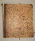 [PAPER] an early 19th c. album, marbled boards, containing blank paper, 16 x 14 inches.