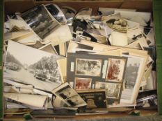 PHOTOGRAPHY, a large quantity of photographs, albumen and silver print photos, postcards, some