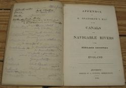 [CANALS] Appendix to G. Bradshaw's map of the canals and navigable rivers of the midland counties of