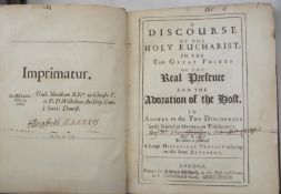 WAKE (W.) A Discourse of the Holy Eucharist, 4to, pp. [4, license & title], xxviii, [6], 127 [1],