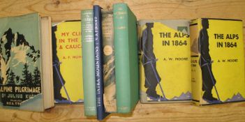 [MOUNTAINEERING - ALPS, etc.] MOORE (A.) The Alps in 1864, 2 vols., 8vo, illus., d.w.'s (d.w.'s a/