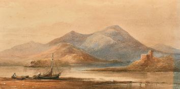 A small collection of 19th Century watercolours and drawings, two landscapes, three with boats, 5.