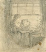 A folio of loose watercolours and drawings, sizes from 5.25