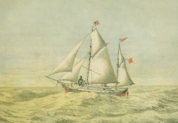 19th Century hand coloured lithograph of 'The City of Ragusa', the smallest craft that ever made the