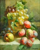 J. Howard, A pair of still life paintings of fruit, oils on board, signed and each 10