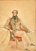 Attributed to Frederick Cruikshank (fl. c.1849-1861) British, Study for a portrait of a seated