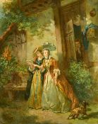 Alexandre Solde (1822-1893) French, elegant ladies reading a love letter, oil on canvas, signed,