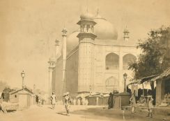 Late 19th /Early 20th Century English School. A study of a Temple with figures in the foreground,