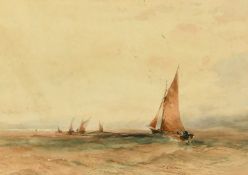 Copley Fielding (1787-1855) British, Sailing boats in choppy sea, watercolour, signed and dated