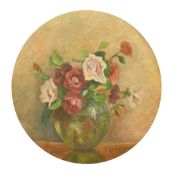 S. Barada, 20th Century Continental School, a still life of roses in a vase, oil on board, signed,