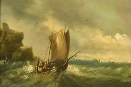Francaise de la fin du. 19th Century Continental School, a marine scene, oil on board, 12