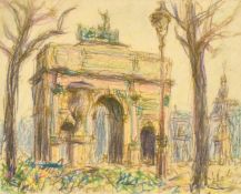 French School, Circa 1965, 'Pont Royal', and 'Arc de Triomphe', a pair of Parisian views, pencil and