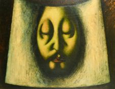 French School circa 1961, a head study, oil on canvas, indistinctly signed, 28.75