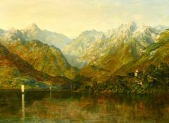 H. Tiffin (19th Century) British, 'The Lake of Como', oil on panel, inscribed verso, 18