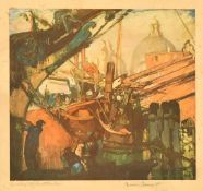 Frank Brangwyn, A view of Sante Maria della Salute, colour print, signed in pencil, along with a