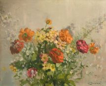 J. Ducasse, 20th Century French School, a still life study of flowers, oil on canvas, 21.25