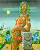 Georges Spiro, 1909-1994. 20th Century French School, nude female figure adorned with foliage and