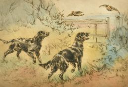 Henry Wilkinson (1921-2011) British, a group of three coloured etchings featuring flat-coated