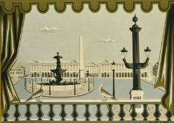 Jean Picart Le Doux (1902-1982) French, Place de la Concorde, screenprint on fabric, 39.5