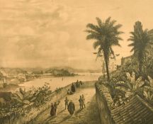 A set of 4 prints, Rio de Janeiro, Botafogo, Praia de Copacabana and Lagoa Rodrigo de Freitas,