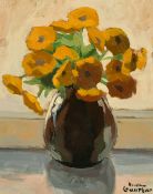 Mid-20th Century French School, a still life of yellow flowers, oil on board, indistinctly signed,