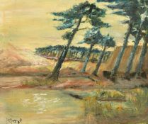 20th Century French School, an extensive impressionist landscape, oil on board, indistinctly signed,