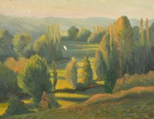 A. Seyrac, French School, a Southern summer landscape, oil on panel, signed, 19.75