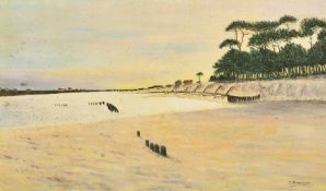 C. Descapamps, 20th Century, French, an extensive beach landscape, oil on canvas, signed, 13