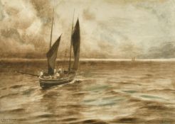 Henry Sands (19th Century) British, a fishing boat heading to sea, watercolour, signed and dated