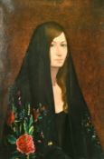 20th Century, 'Jane in black shawl', oil on canvas, inscribed verso and dated August 1968, 36