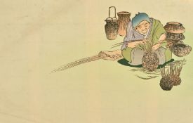 A 19th Century Japanese triptych woodblock, a/f, along with a group of mainly Japanese works