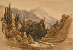 19th Century English School, 'Chateau de St Andre, Nice', watercolour, inscribed and dated 18th