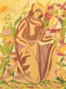 Alice Gouault, a scene with St. Francis of Assisi, oil onboard, signed, 24