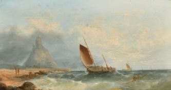 Attributed to William Henry Williamson (1820-1883), shipping off Mont St Michel, oil on canvas,